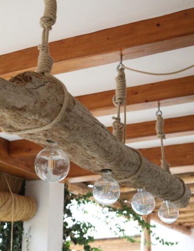 handmade wooden ceiling lamp at villa rachel