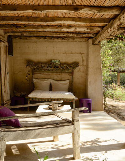 relaxing chaise longue in the outdoor terrace of Villa Carlos for rent in formentera