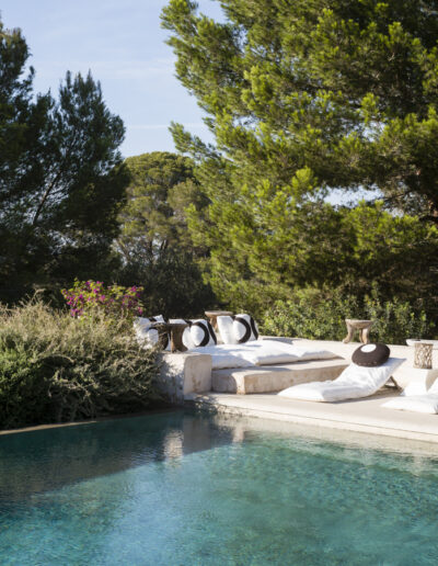 pool by the pines and nature in Villa Carlos for rent in formentera, cap de barberia