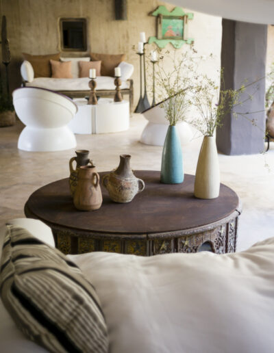 high-end design table and sofa in luxury villa for rent in formentera, Villa Carlos