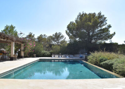 swimming pool among the amazing nature of formentera in this beautiful Villa Carlos for rent in cap de barbaria