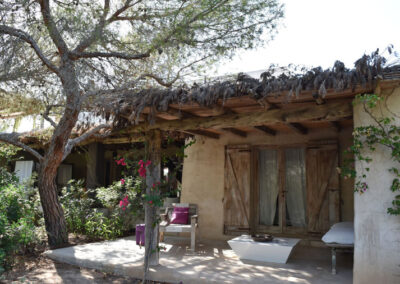 terrace for relax outside the bedroom of villa carlos in formentera for rent